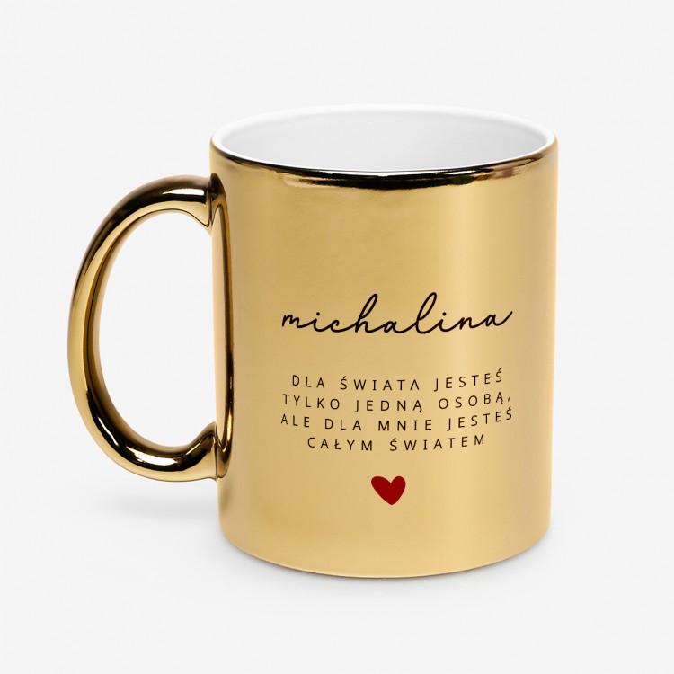 Złoty kubek Z IMIENIEM prezent na walentynki
